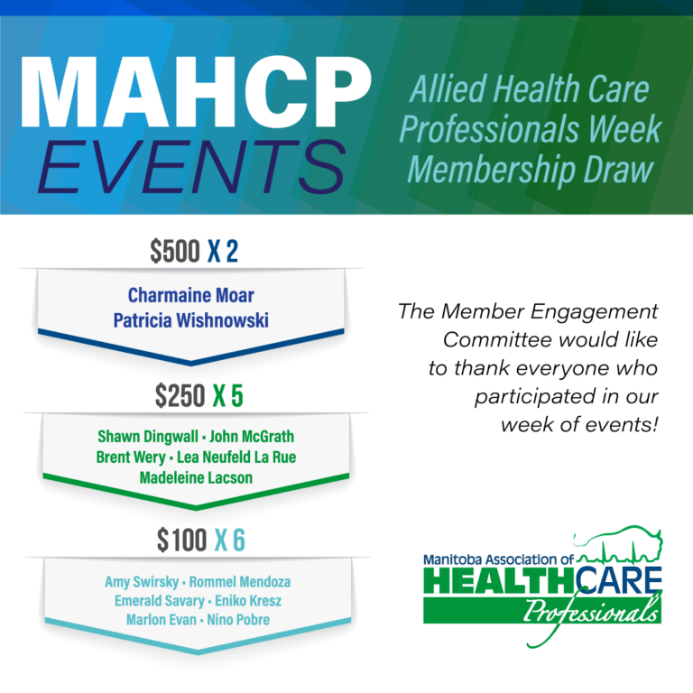 Allied Health Week Membership Draw Winners Manitoba Association of