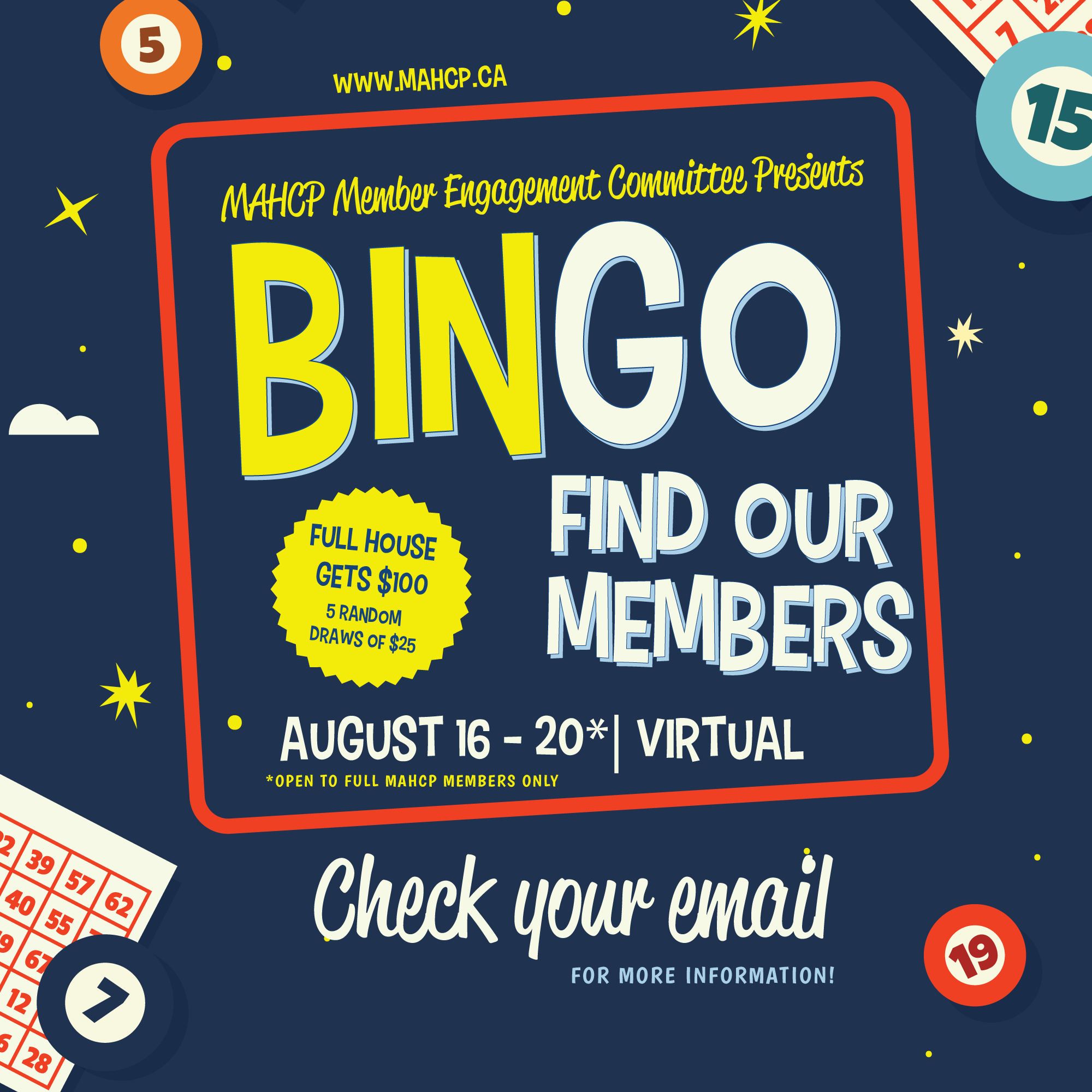 MAHCP Bingo starts Monday, August 16th!